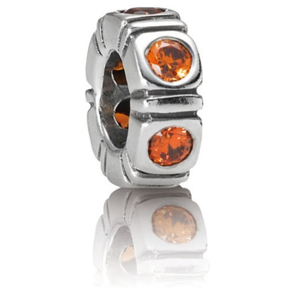 Authentic Pandora Retired Sterling Silver Orange Zirconia Trinity Spacer